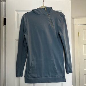 Blue Asymmetrical Quarter Zip Hoodie Tunic Lily & Lottie 100% Cotton